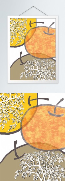 简约手绘水彩苹果客厅装饰画
