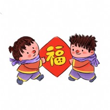 手绘众古风复古过新年迎新春年画系列5贴春联