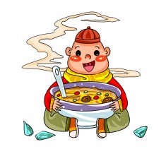 腊八节小少爷大腕腊八粥手绘插画