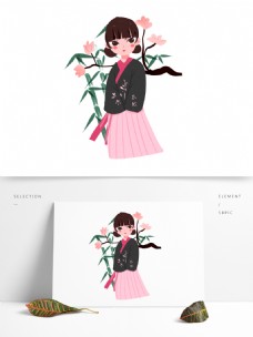 汉服卡通插画人物古风传统女孩