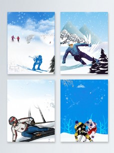冬季运动清新冬季滑雪运动广告背景