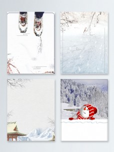 雪人简约节气冬季广告背景图