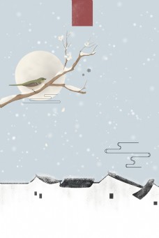 冬季雪景海报背景素材