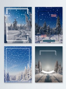 飘雪节气冬季促销广告背景图