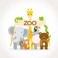 卡通动物园的可爱野生动物