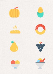 水果蔬菜蔬菜糕点水果冰激凌小图标矢量设计