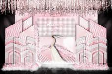 粉色线条多层次网格婚礼效果图