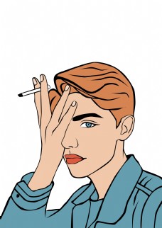 波普风格吸烟欧美男