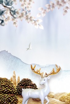 简约麋鹿北欧抽象背景素材
