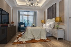 欧式风格现代卧室空间效果图模型
