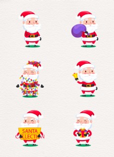 快乐老人卡通可爱6组圣诞老人和圣诞节快乐设计
