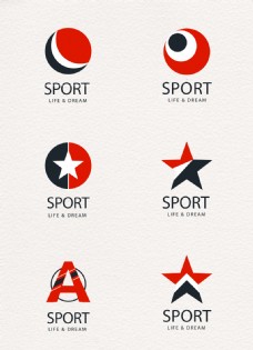 红黑简约体育标志设计