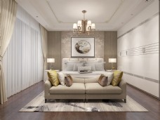 新中式风格卧室空间装修设计效果图