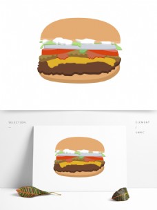 手绘汉堡包卡通原创商用元素