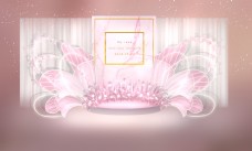 粉色蝴蝶婚礼效果图迎宾区