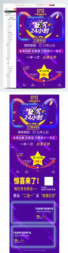 电商淘宝双11关联销售天猫紫色模板