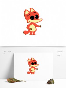 像素化一只小狐狸卡通手绘设计可商用元素