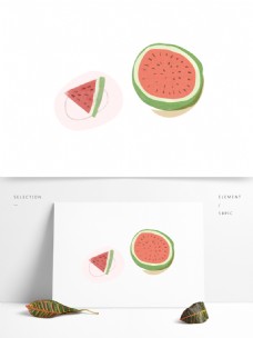 夏季小清新食物西瓜插画设计可商用元素