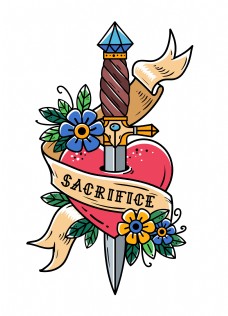 一剑穿心奉献的心矢量素材