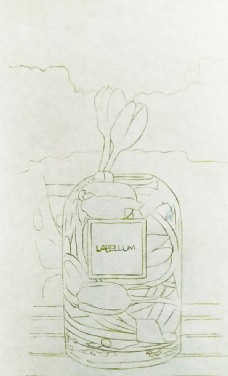 写实彩铅画-郁金香玻璃花瓶