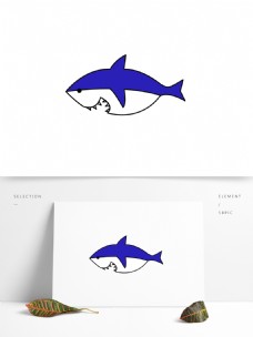 可爱卡通创意简约手绘鲨鱼海底元素