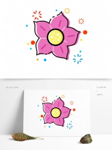 MBE卡通手绘粉色桃花花朵植物矢量