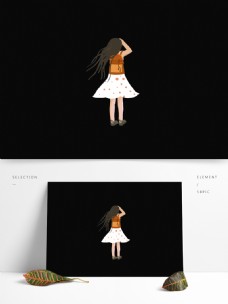 插画设计可爱背着书包的小女孩插画人物设计可商用元素