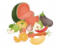 绿色蔬菜卡通有机水果元素