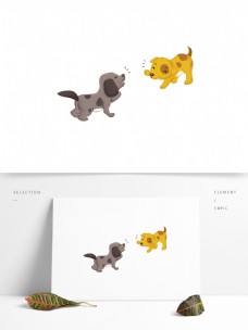 宠物狗卡通可爱两只大招呼的小狗可商用元素