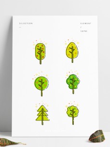 小可爱MBE图标元素之卡通可爱植物小树图案套图