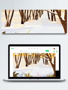 冬季树林雪地背景设计素材