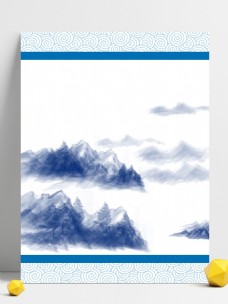 全景图全原创手绘笔墨中国风山脉背景图