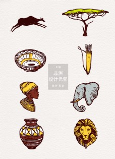 非洲动物非洲野生动物手绘装饰图案