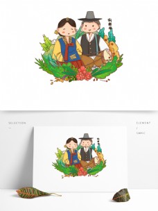 少数民族商业卡通人物元素之朝鲜族
