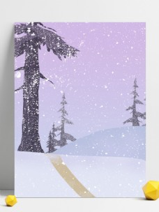 全原创手绘冬季雪景背景图