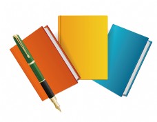 矢量彩色书本钢笔元素