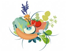 绿色蔬菜卡通小清新果蔬元素