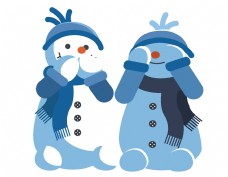 卡通冬季雪人元素