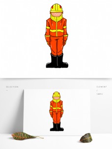 手绘消防安全人物插画可商用元素