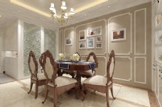 美式客厅空间效果图模型