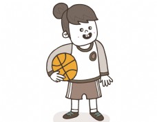 卡通女孩篮球元素