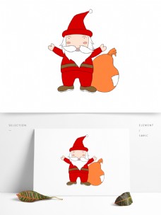 手绘圣诞老人人物插画可商用元素