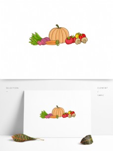 一堆彩色果蔬卡通元素