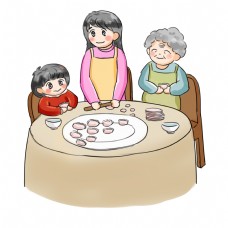 二十四节气系列卡通手绘Q版立冬包饺子
