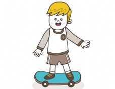 卡通男孩滑板元素