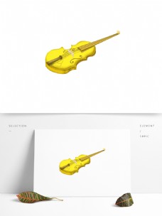 一把黄色高雅小提琴卡通元素
