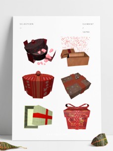 节日礼物C4D圣诞礼物盒套图节日气氛温暖卡通