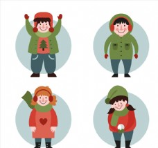 4款创意冬季微笑儿童