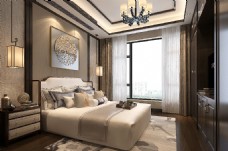 中式风格卧室效果图模型空间