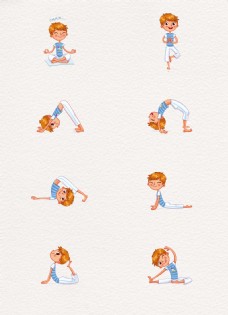 可爱8组做瑜伽运动的小男孩设计